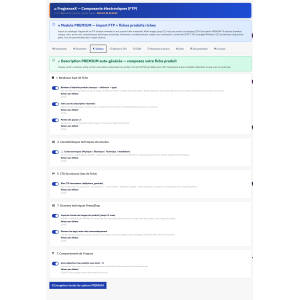 interface de module, électronique, options, import, prérempli