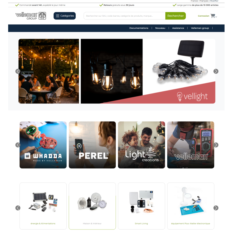 Velleman Dropshipping Modul Elektronische Bauteile für PrestaShop — FTP-Katalog 6.000 Artikel (Module, Kits, Audio, Beleuchtung)