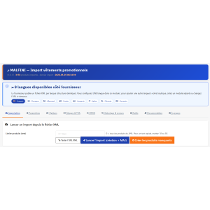 interface utilisateur, importation, fichiers XML, produits, gestion
