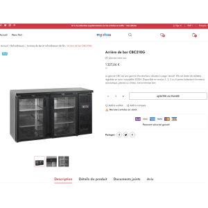 Bar refrigerat, negru, inox, răcire, utilizare profesională