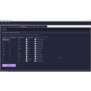 software de conversie video, interfață întunecată, opțiuni multiple