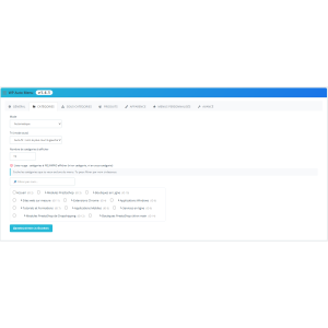 interface de menu, options de tri, configuration e-commerce