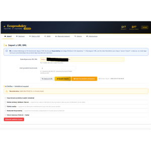 interfejs użytkownika, import XML, opcje zarządzania, e-commerce