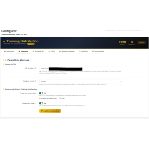 interface utilisateur, logiciel, importation CSV, paramètres
